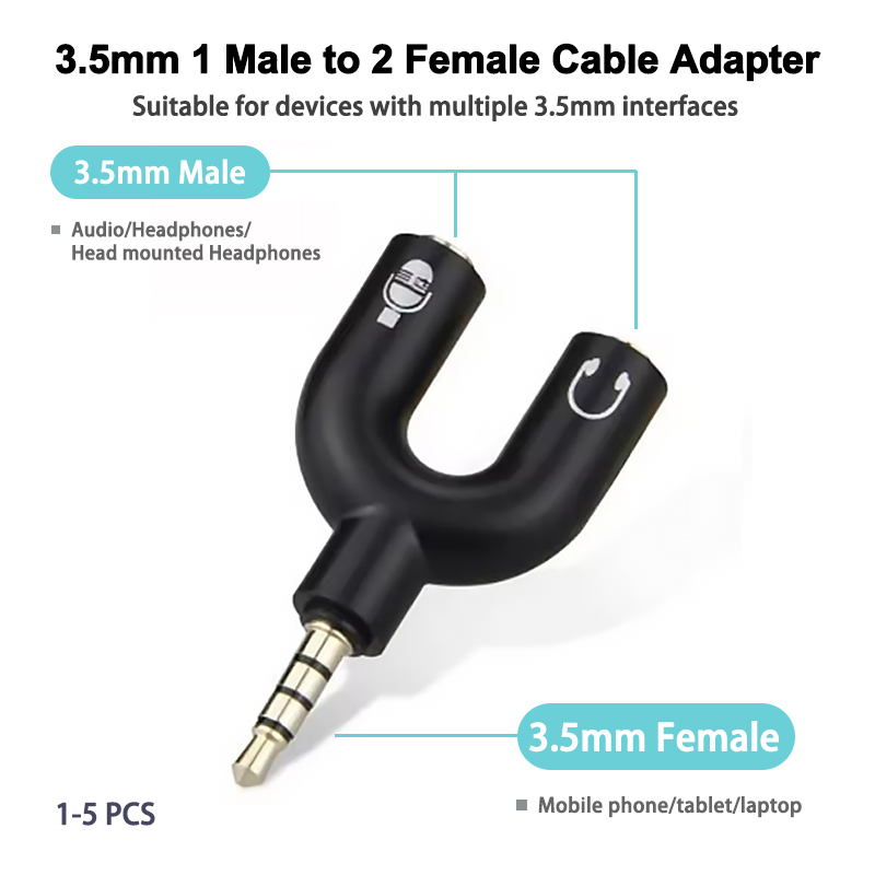 Earphone Splitter Jack - Adaptor Mikrofon Pemisah Headphone 3.5Mm Adaptor