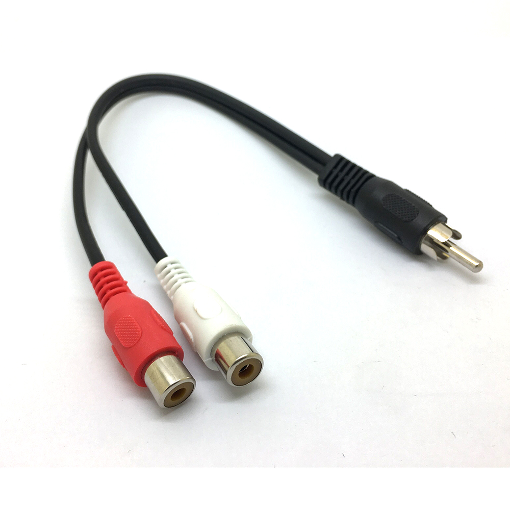 1 RCA Male Mono Ke 2 RCA Femal - Audio Splitter Y ulasan dan harga